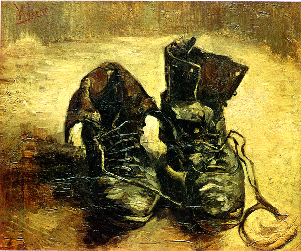 Permanent "A Pair of Shoes" 1886 oil painting by Vincent Van Gogh. Used by Martin Heidegger in his exposition of the essence of art.