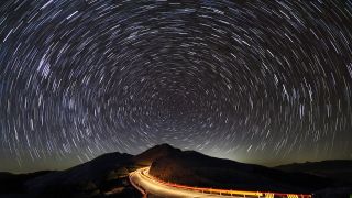 pebble: Long exposure star trail image